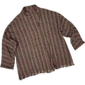 Oversized Boxy Knit Tweed Style Sweater Lagenlook Made in USA Artsy Heavy